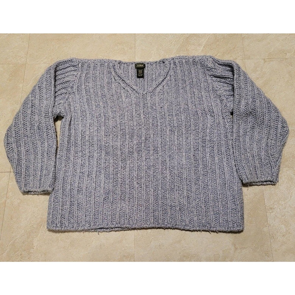 Vintage LL Bean Heavy Cable Knit Canada USA Made Sweater Womens L Large